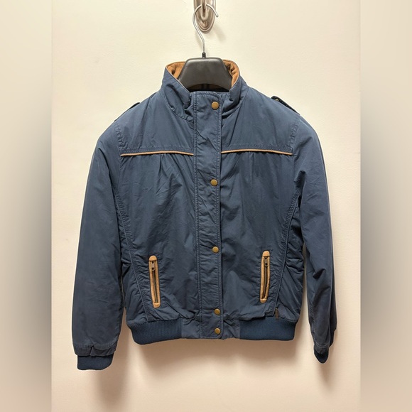 Free ship - Roadster Co. Women's Navy and Tan Bomber Jacket - Picture 2 of 9